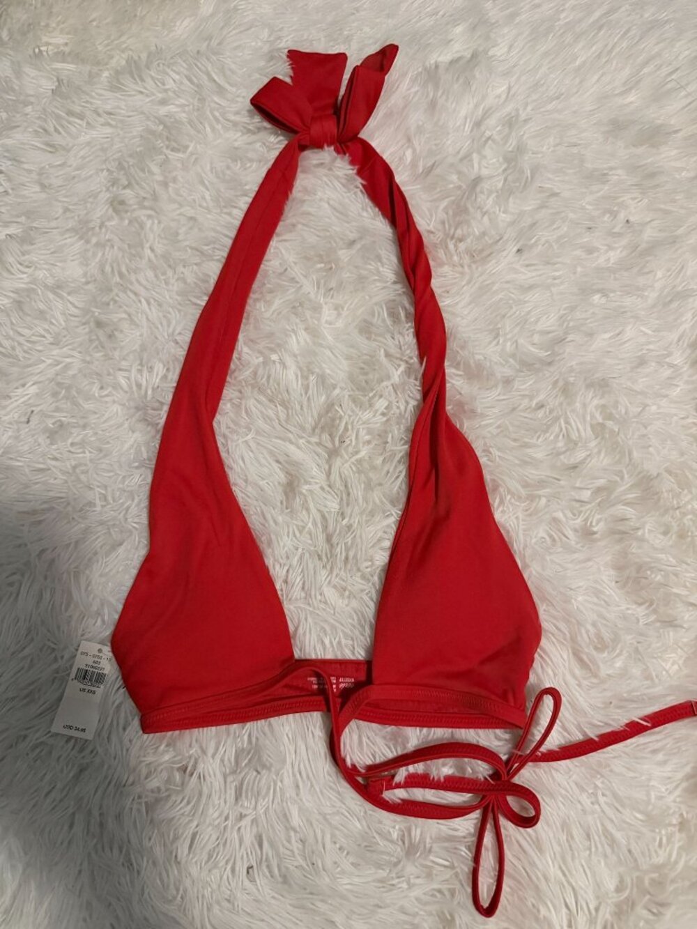 NWT Aerie Red Halter Scoop Tie Front Bikini Top XXS